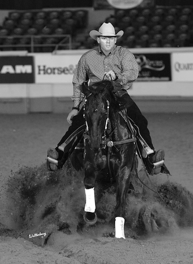 Arno Honstetter demonstrates a sliding stop on a reining horse